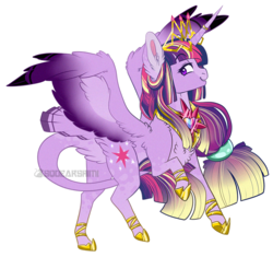 Size: 955x897 | Tagged: safe, artist:squeakshimi, twilight sparkle, alicorn, pony, g4, colored wings, crown, female, fluffy, gradient wings, jewelry, mare, regalia, simple background, solo, tail feathers, transparent background, twilight sparkle (alicorn)