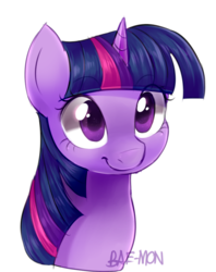 Size: 855x1080 | Tagged: safe, artist:bae-mon, twilight sparkle, pony, g4, bust, cute, eye clipping through hair, female, looking at you, mare, portrait, simple background, smiling, solo, transparent background, twiabetes