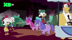 Size: 1022x574 | Tagged: safe, bird, duck, kelpie, shetland pony, andrea libman, animated, barely pony related, bramble (ducktales), briar (ducktales), dewey duck, ducktales, ducktales 2017, flintheart glomgold, huey dewey and louie, huey duck, launchpad mcquack, louie duck, pony reference, scrooge mcduck, sound, spoilers for another series, tara strong, webby vanderquack, webm