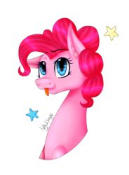 Size: 1509x2048 | Tagged: safe, artist:song-star, pinkie pie, earth pony, pony, g4, bust, female, portrait, simple background, solo, tongue out, transparent background