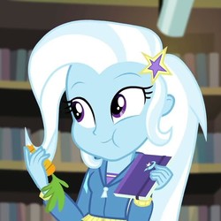 Size: 549x548 | Tagged: safe, screencap, trixie, equestria girls, equestria girls specials, g4, my little pony equestria girls: better together, my little pony equestria girls: forgotten friendship, carrot, female, food, solo