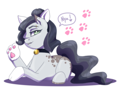 Size: 1017x786 | Tagged: safe, artist:xxcommandershepardxx, oc, oc only, oc:jaded radiance, earth pony, pony, cat ears, collar, colored hooves, female, mare, paw gloves, paw pads, paw prints, paws, simple background, solo, transparent background