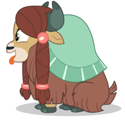 Size: 3575x3432 | Tagged: safe, artist:frownfactory, yona, yak, g4, school daze, .svg available, behaving like a dog, cloven hooves, female, high res, simple background, solo, svg, tongue out, transparent background, vector