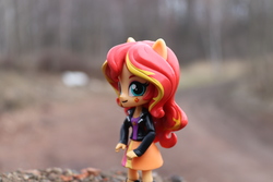 Size: 6000x4000 | Tagged: safe, artist:artofmagicpoland, sunset shimmer, equestria girls, g4, blurry background, doll, equestria girls minis, irl, photo, pony ears, solo, toy