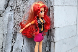 Size: 6000x4000 | Tagged: safe, artist:artofmagicpoland, sunset shimmer, equestria girls, g4, doll, female, irl, james bond, photo, pose, solo, toy