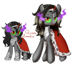Size: 990x859 | Tagged: safe, artist:shusu, king sombra, pony, unicorn, g4, curved horn, glowing eyes, horn, queen umbra, rule 63, simple background, sketch, smiling, solo, sombra eyes, white background