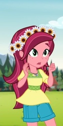 Size: 407x812 | Tagged: safe, screencap, gloriosa daisy, equestria girls, g4, my little pony equestria girls: legend of everfree, cute, daisybetes, female, floral head wreath, flower, magical geodes, shocked, solo, surprised