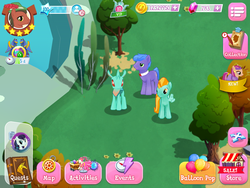 Size: 2048x1536 | Tagged: safe, gameloft, aroma hathor, coloratura, cornicle, lightning dust, parish nandermane, changedling, earth pony, pegasus, pony, g4, background changeling, background pony, female, game, game screencap, hill song, male, mare, rara, stallion, trio