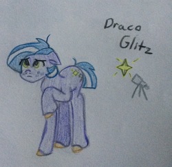 Size: 2048x1983 | Tagged: safe, artist:pumpkinpie59, oc, oc only, oc:draco glitz, earth pony, pony, male, next generation, offspring, parent:star tracker, parent:twilight sparkle, parents:twitracker, solo, stallion, traditional art