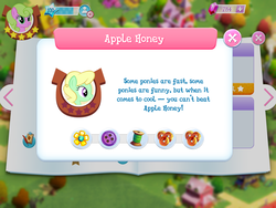 Size: 2048x1536 | Tagged: safe, gameloft, apple honey, apple tarty, daisy, flower wishes, g4, apple family member, game, game screencap, introduction card