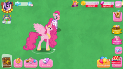 Size: 1136x640 | Tagged: safe, gameloft, idw, fili-second, pinkie pie, twilight sparkle, alicorn, pony, g4, spoiler:comic57, alicornified, duality, game screencap, pinkiecorn, power ponies, princess of chaos, race swap, self ponidox, slender, spanish, tall, thin, xk-class end-of-the-world scenario