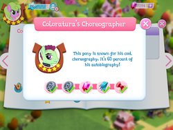 Size: 2048x1536 | Tagged: safe, gameloft, daisy, flower wishes, pony, g4, game, game screencap, introduction card, unnamed character, unnamed pony