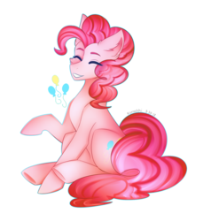 Size: 2923x3067 | Tagged: safe, artist:kurochhi, pinkie pie, earth pony, pony, g4, eyes closed, female, high res, mare, simple background, sitting, smiling, solo, transparent background