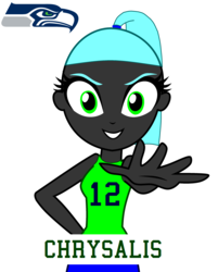 Size: 2456x3056 | Tagged: safe, queen chrysalis, dance magic, equestria girls, g4, 12th man, american football, base used, equestria girls-ified, high res, nfl, seattle seahawks, sports, trading card, vector