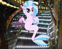 Size: 3937x3087 | Tagged: safe, artist:oceanrailroader, silverstream, seapony (g4), g4, school daze, high res, irl, photo, ponies in real life, seapony silverstream, that hippogriff sure does love stairs