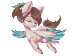 Size: 800x600 | Tagged: safe, artist:usamin, oc, oc only, oc:ether net, pegasus, pony, commission, eyes closed, flying, gliding, simple background, solo, spread wings, transparent background, two toned wings, wings, ych result