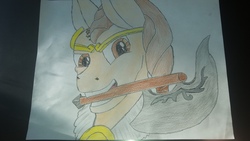 Size: 3264x1836 | Tagged: safe, artist:krumpcakes, pony, axe, borgild, northgard, ponified, traditional art, weapon