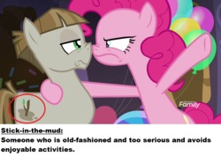 Size: 960x683 | Tagged: safe, edit, edited screencap, screencap, mudbriar, pinkie pie, earth pony, pony, g4, the maud couple, boop, captain obvious, duo, noseboop