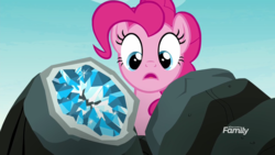 Size: 1920x1080 | Tagged: safe, screencap, pinkie pie, earth pony, pony, g4, the maud couple, discovery family logo, female, geode, mare, solo