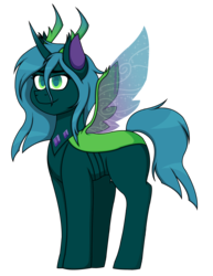 Size: 4048x5237 | Tagged: safe, artist:cornerverse, queen chrysalis, changedling, changeling, g4, absurd resolution, female, purified chrysalis, reformed, simple background, solo, transparent background
