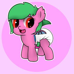 Size: 2500x2500 | Tagged: safe, artist:anonymilk, oc, oc only, oc:lolly crunch, bat pony, pony, baby, baby pony, cute, diaper, female, filly, foal, high res