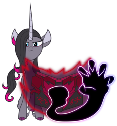 Size: 2694x2889 | Tagged: safe, artist:up-world, fhtng th§ ¿nsp§kbl, oleander (tfh), classical unicorn, pony, unicorn, them's fightin' herds, cloven hooves, community related, dark magic, digital art, female, hand, high res, horn, leonine tail, magic, magic hands, simple background, solo, transparent background, unicornomicon, unshorn fetlocks, vector