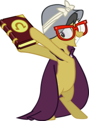 Size: 3209x4384 | Tagged: safe, artist:ironm17, a.k. yearling, daring do, pegasus, pony, daring don't, g4, bipedal, book, cape, clothes, female, glasses, grin, hat, simple background, smiling, solo, transparent background, vector