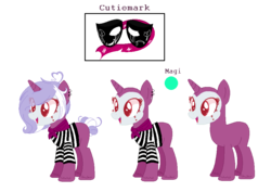 Size: 932x658 | Tagged: safe, artist:themisslittledevil, oc, oc only, oc:mimi, pony, unicorn, bald, clothes, female, mare, mime, reference sheet, shirt, simple background, solo, transparent background