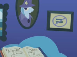 Size: 312x232 | Tagged: safe, edit, edited screencap, screencap, pony, g4, the maud couple, book, bust, equal cutie mark, equal sign, equality, female, op is a slowpoke, picture, picture frame, shipping fuel, slowpoke, solo, starlight's room