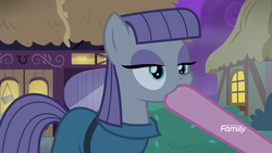 Size: 1280x720 | Tagged: safe, screencap, maud pie, pinkie pie, g4, the maud couple, discovery family logo, hoof in mouth, out of context