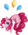 Size: 1564x1976 | Tagged: safe, artist:woonborg, pinkie pie, earth pony, pony, g4, balloon, cheek fluff, colored pupils, cute, diapinkes, ear fluff, female, floating, mare, simple background, smiling, solo, then watch her balloons lift her up to the sky, transparent background