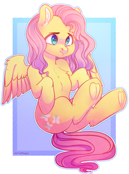 Size: 2522x3390 | Tagged: safe, artist:jeffapegas, fluttershy, pegasus, pony, g4, chest fluff, cute, female, frog (hoof), high res, mare, shyabetes, solo, spread wings, underhoof, wings
