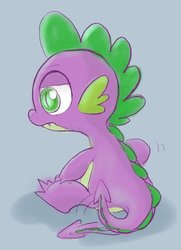 Size: 526x726 | Tagged: safe, artist:noupu, spike, dragon, g4, male, simple background, solo, tail wag