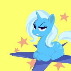 Size: 1280x1280 | Tagged: safe, artist:thingirl, trixie, pony, unicorn, g4, abstract background, female, mare, prone, solo