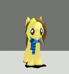 Size: 444x477 | Tagged: safe, artist:fillerartist, oc, oc only, oc:stormchaser, pony, 3d, animated, birthday gift art, blender, clothes, low poly, rotation, scarf, solo, style emulation