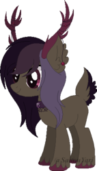 Size: 271x477 | Tagged: safe, artist:t-aroutachiikun, oc, oc only, oc:petal ashes, deer pony, original species, antlers, choker, male, simple background, solo, transparent background