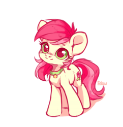 Size: 1731x1785 | Tagged: safe, artist:graypillow, roseluck, earth pony, pony, g4, collar, commissioner:doom9454, cute, digital art, female, mare, pet tag, pony pet, rosabetes, rosepet, simple background, smiling, solo, standing, white background