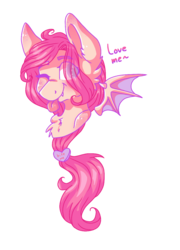 Size: 864x1200 | Tagged: safe, artist:person8149, oc, oc only, bat pony, pony, bust, female, mare, one eye closed, portrait, simple background, solo, tongue out, transparent background, wink