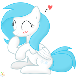 Size: 5300x5300 | Tagged: safe, artist:potato22, oc, oc only, oc:winter white, pony, absurd resolution, blushing, cute, eyes closed, full body, shading, simple background, sitting, smiling, solo, transparent background, vector