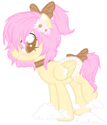 Size: 1200x1394 | Tagged: safe, artist:sugarplanets, oc, oc only, oc:artline, pegasus, pony, bow, choker, cloud, female, flower, flower in hair, hair bow, mare, simple background, solo, tail bow, transparent background