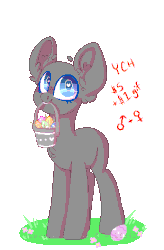 Size: 310x473 | Tagged: safe, artist:wolfs42, oc, oc only, pony, animated, basket, commission, cute, easter, easter egg, egg, heart eyes, holiday, pixel art, simple background, solo, transparent background, wingding eyes, ych example, your character here