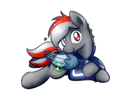 Size: 1280x1024 | Tagged: safe, artist:sugar morning, oc, oc only, oc:gloom plus, pony, commission, crossed hooves, folded wings, looking at you, lying down, male, pose, simple background, smiling, solo, stallion, transparent background
