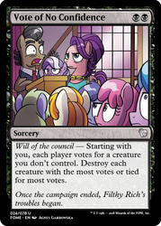 Size: 375x523 | Tagged: safe, artist:agnesgarbowska, cheerilee, diamond tiara, filthy rich, spoiled rich, pony, idw, spoiler:comic46, female, magic the gathering, mare, trading card, trading card edit