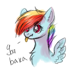 Size: 1280x1280 | Tagged: safe, artist:dinoalpaka, rainbow dash, rcf community, g4, :p, baka, silly, simple background, tongue out, transparent background