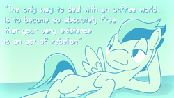 Size: 1920x1080 | Tagged: safe, artist:hackd, rumble, pony, g4, marks and recreation, albert camus, anarchist, camus, draw me like one of your french girls, existentialism, limited palette, lying down, male, on side, solo