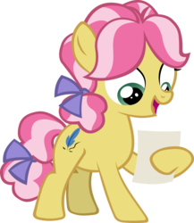 Size: 4147x4781 | Tagged: safe, artist:ironm17, kettle corn, earth pony, pony, g4, marks and recreation, absurd resolution, female, happy, paper, reading, simple background, solo, transparent background, vector