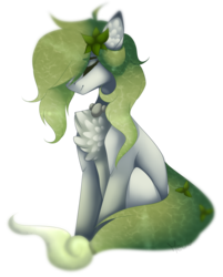 Size: 1470x1824 | Tagged: safe, artist:mauuwde, oc, oc only, original species, pond pony, pony, chest fluff, eyes closed, female, mare, simple background, sitting, solo, transparent background