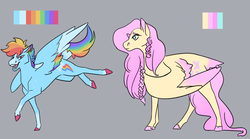 Size: 9512x5300 | Tagged: safe, artist:nightshadetheranger, fluttershy, rainbow dash, pony, g4, absurd resolution, colored wings, multicolored wings, reference sheet