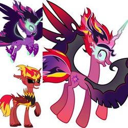 Size: 320x320 | Tagged: safe, sci-twi, sunset shimmer, twilight sparkle, alicorn, pony, equestria girls, g4, equestria girls ponified, fusion, midnight sparkle, midnightsatan, ponified, simple background, sunset satan, white background