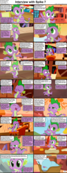 Size: 1282x3304 | Tagged: safe, spike, dragon, comic:celestia's servant interview, g4, caption, cs captions, interview, male, quill, sleeping, solo